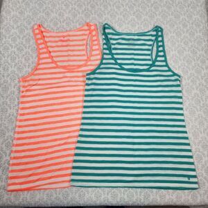 American Eagle Outfitters Striped Racer Back Tank Top Bundle of Two Size Med